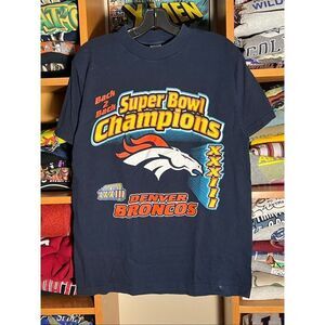 Vintage NFL Logo 7 Denver Broncos Back 2 Back Superbowl Tee